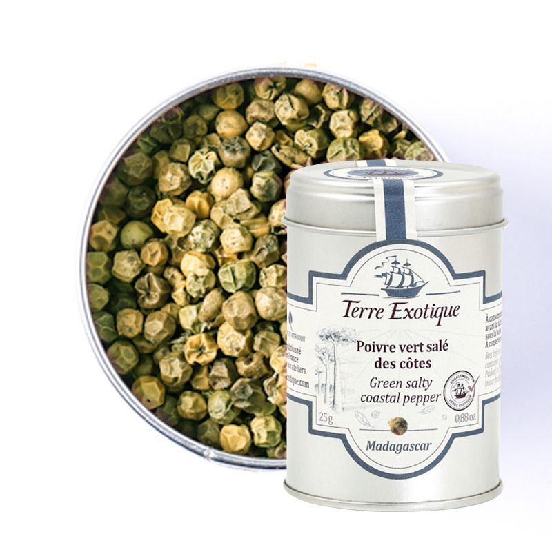 POIVRE VERT SALÉ DES CÔTES (Madagascar) Boite 20g
