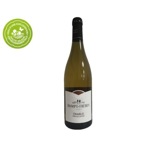 Chablis Vieilles Vignes du Domaine Dampt, un blanc de Bourgogne issu à 100% du cépage Chardonnay pour un vin souple, rond légèrement iodé et réglissé.