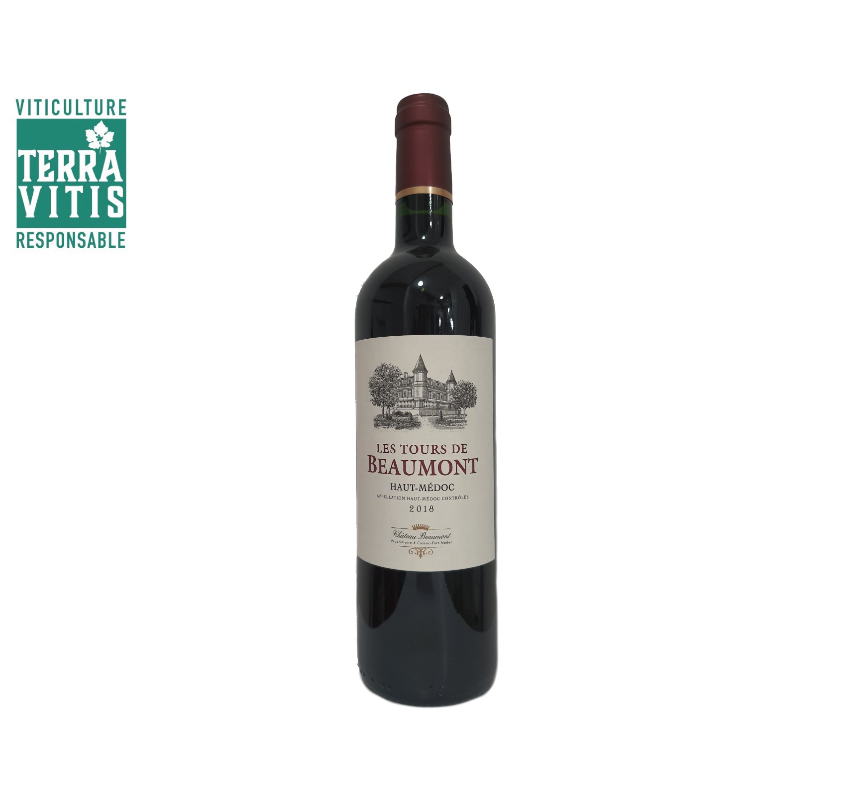 Château Beaumont "LES TOURS DE BEAUMONT " A.O.C. HAUT-MÉDOC Rouge 2018 Bouteille 75cl