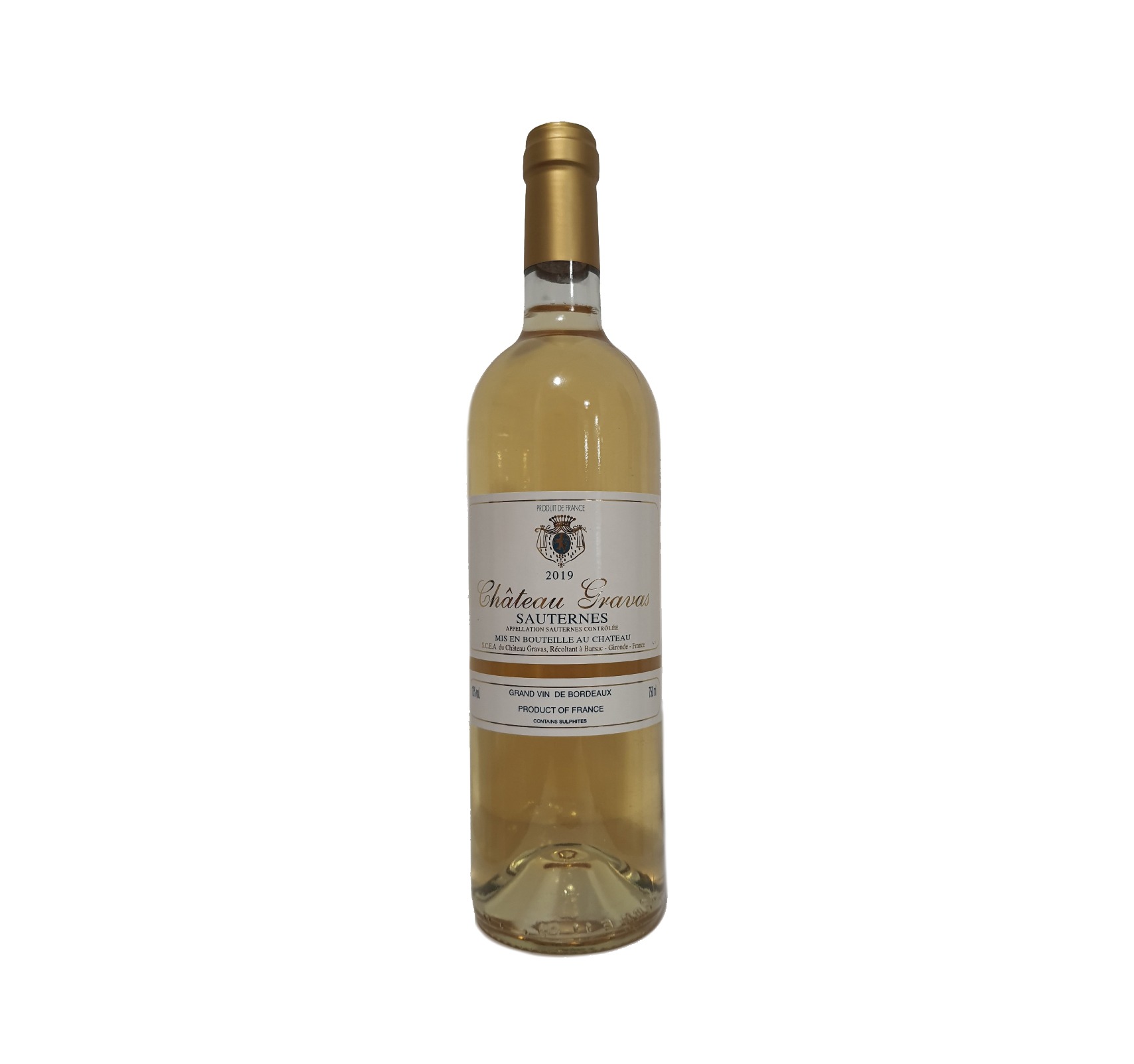 SCEA Château Gravas "Château Gravas" A.O.C. SAUTERNES Blanc liquoreux 2019 Bouteille 75cl