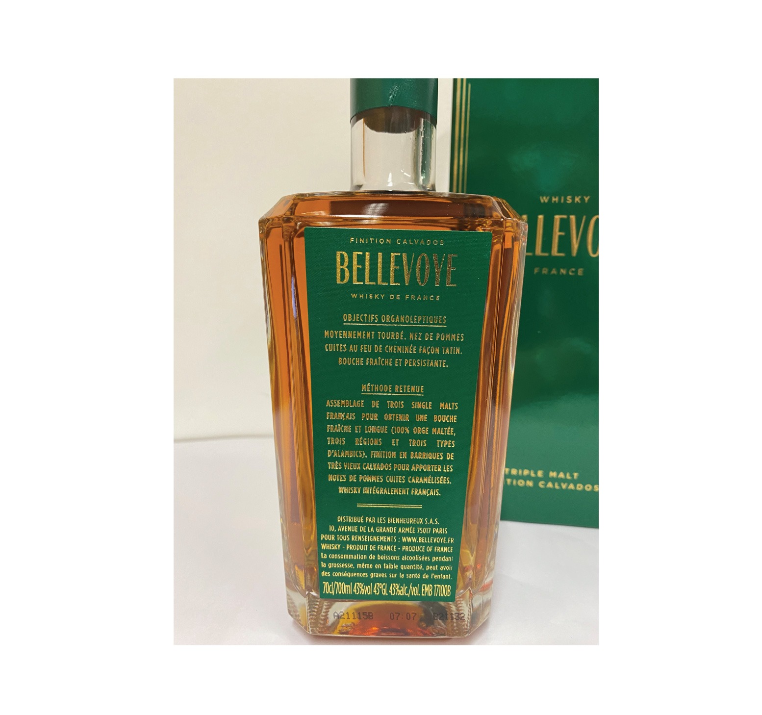 BELLEVOYE Finition Calvados 43% WHISKY (FRANCE) 70cl – Image 2