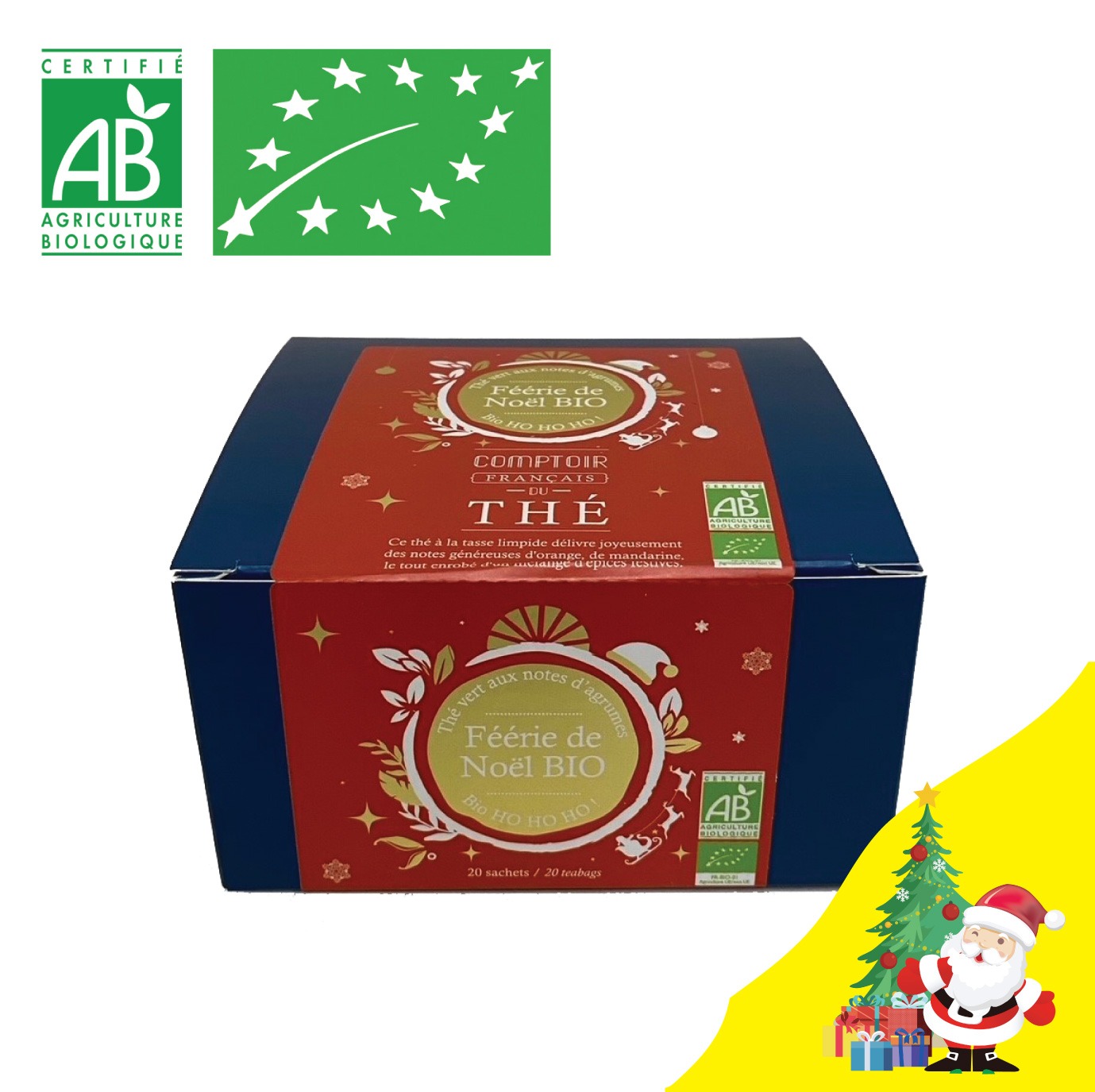 FÉÉRIE DE NOËL BIO (Thé vert BIO de Noël) Boîte 20 sachets