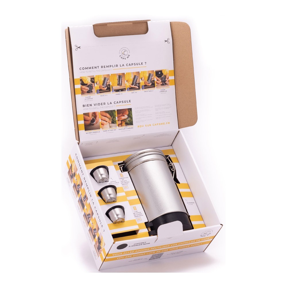 CAPS ME COFFRET 1 SHAKER GRIS MÉTALISÉ + 3 CAPSULES + 48 OPERCULES – Image 2