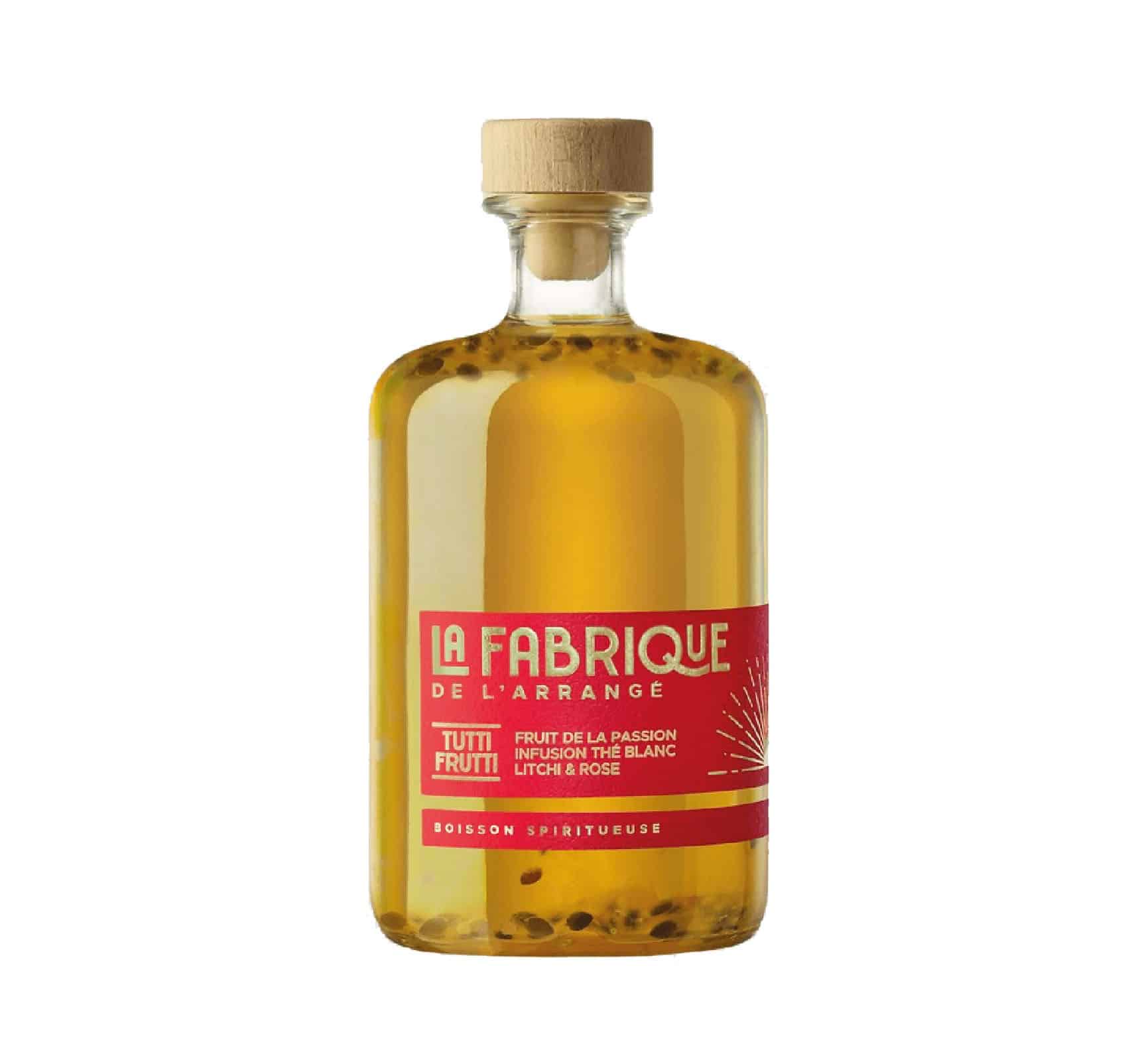 LA FABRIQUE DE L'ARRANGÉ "TUTTI FRUTTI" : THÉ BLANC, LITCHI, ROSE & PASSION 32% Bouteille 70cl
