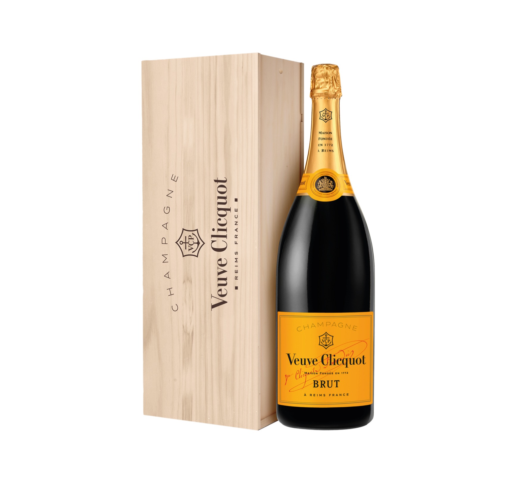 VEUVE CLICQUOT "CARTE JAUNE" N.M. Champagne Brut Jéroboam 3L en Caisse Bois