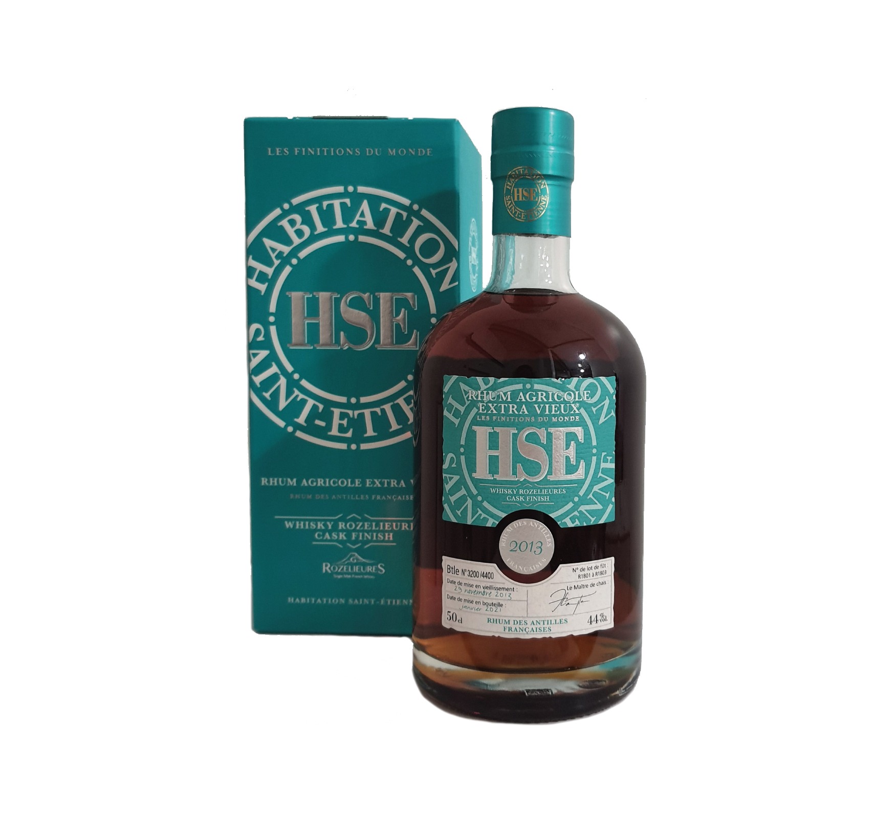 HSE (LES FINITIONS DU MONDE) WHISKY ROZELIEURES CASK FINISH 44% RHUM EXTRA VIEUX AGRICOLE (ANTILLES FRANÇAISES) 50cl