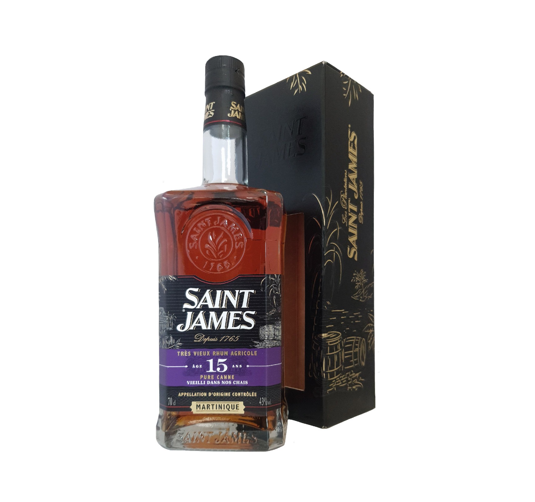 SAINT JAMES 15 ans 43% TRÈS VIEUX RHUM AGRICOLE (MARTINIQUE) 70cl