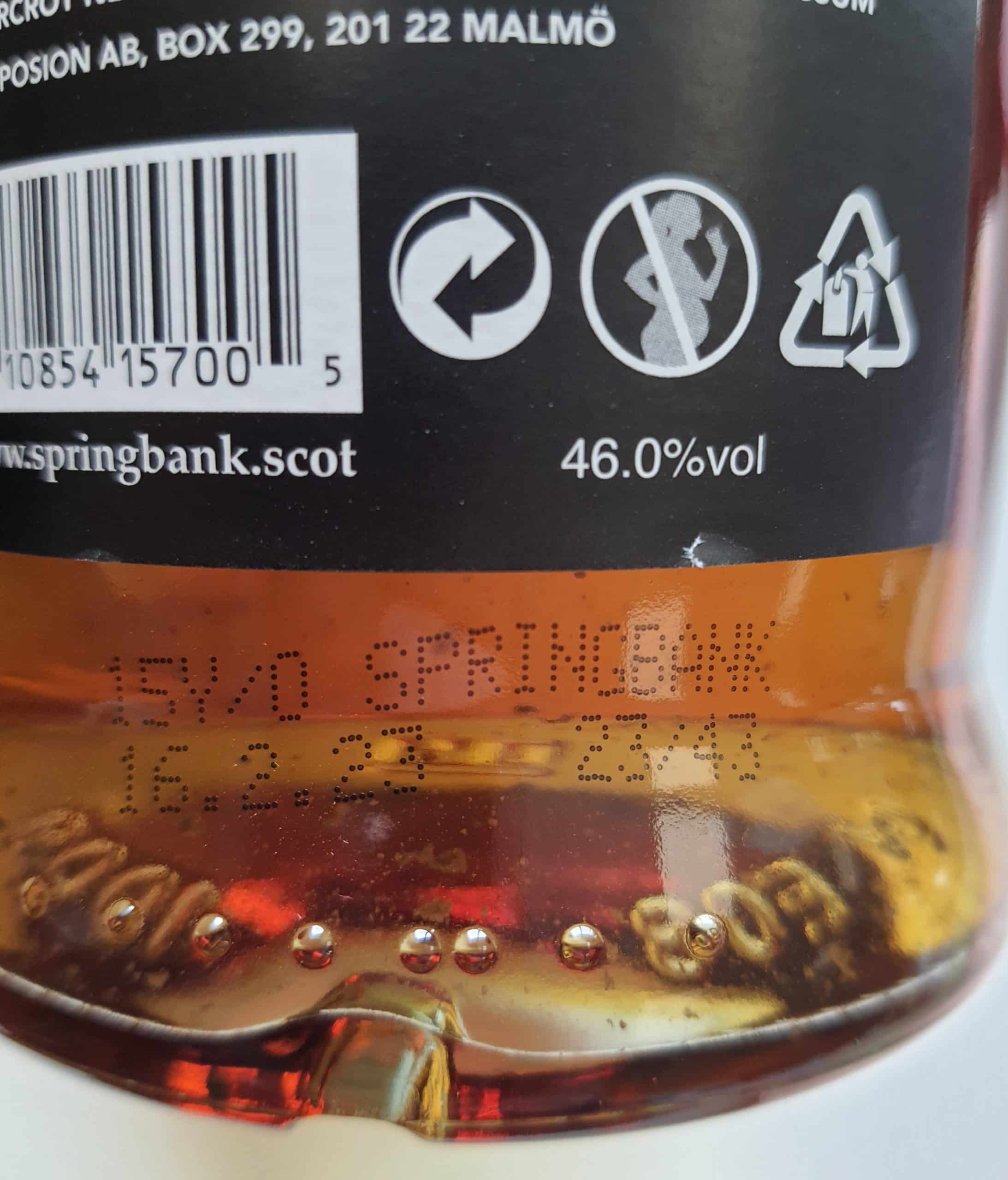 SPRINGBANK 15 ans 46% (Édition 2023) Single Malt WHISKY (ÉCOSSE / Campbeltown) 70cl – Image 2