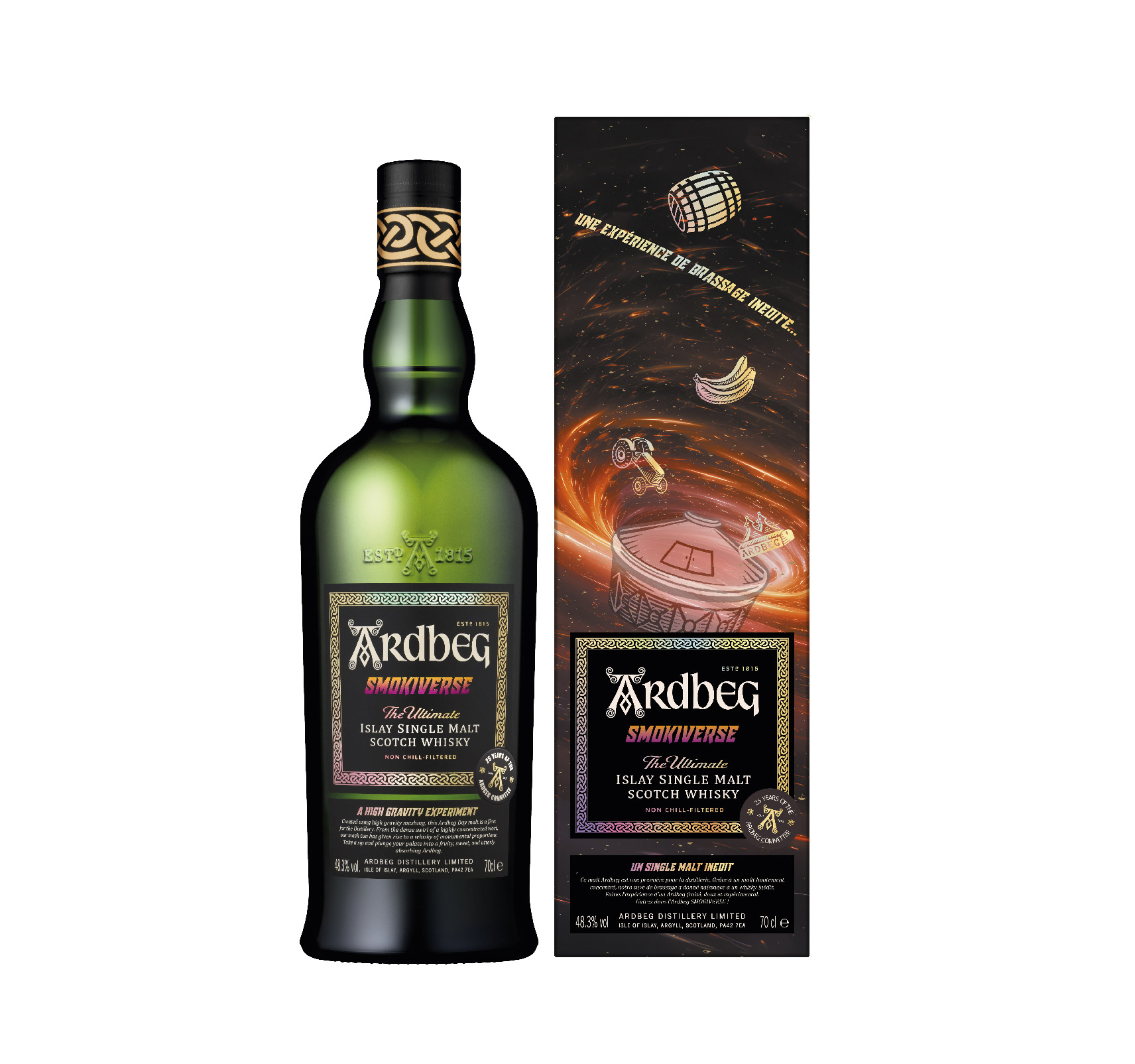 Ardbeg Smokiverse, l'édition limitée et convoitée 2025 d'Ardbeg. Cette cuvée rare promet une expérience de dégustation hors du commun !