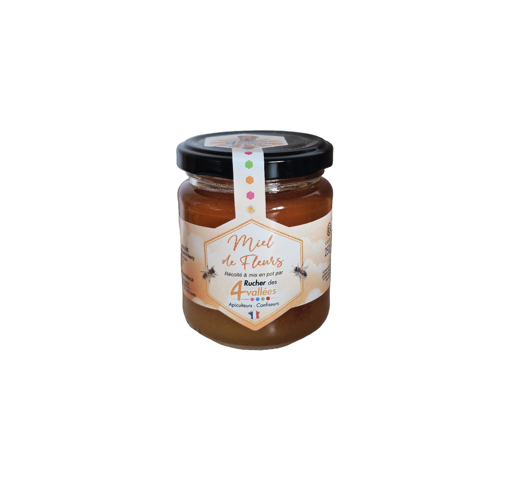 Miel de fleurs aromatique et équilibré, aux notes florales et fruitées. Doux et polyvalent, il accompagnera vos boissons, desserts et recettes du quotidien.