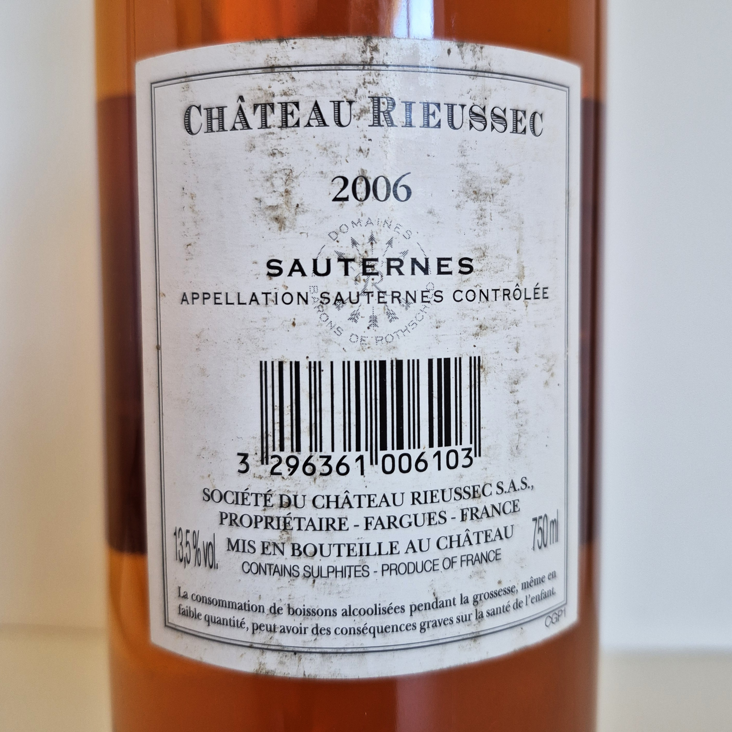 Sauternes 1er Grand Cru Classé Château Rieussec 2006