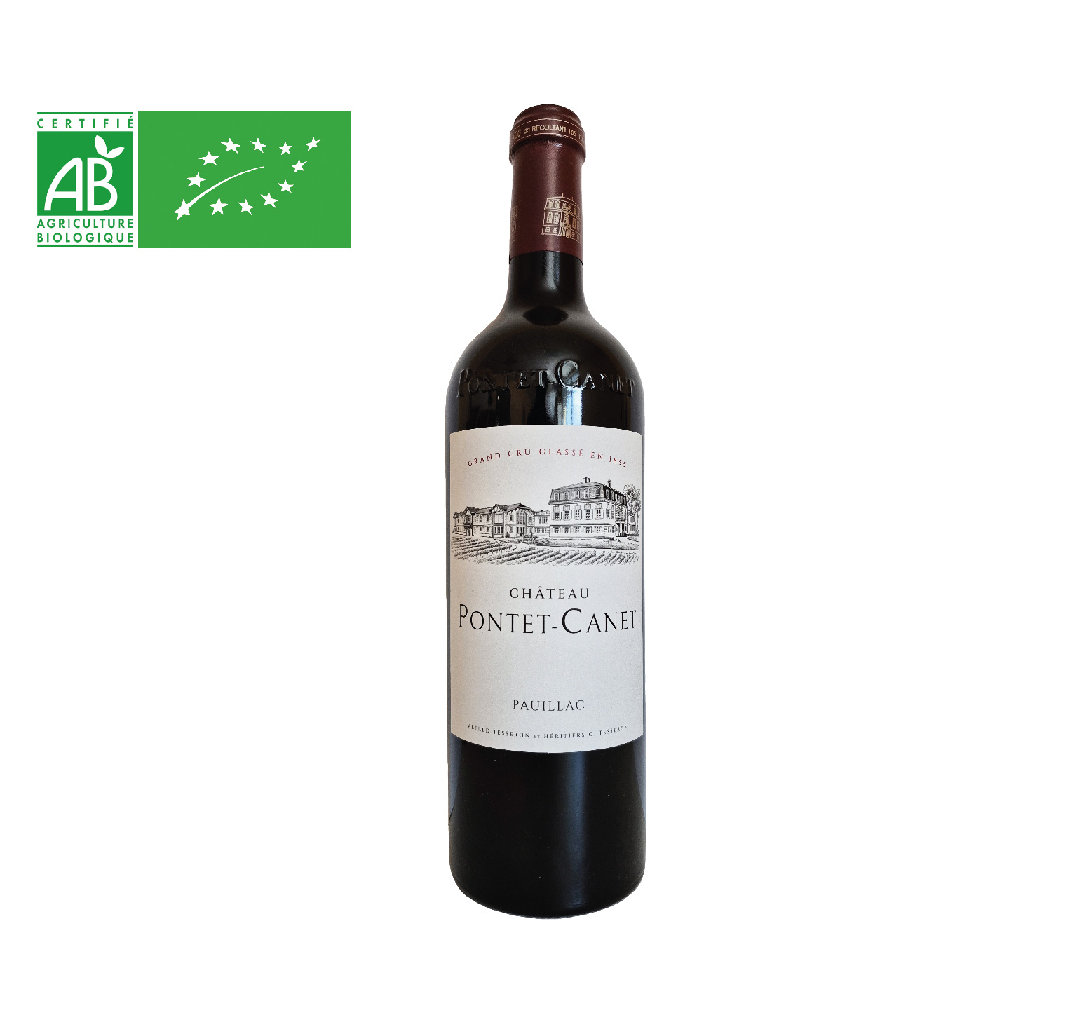 Château Pontet‑Canet : un Pauillac fin et précis, marqué par la fraîcheur du millésime, un fruit pur et des tanins élégants.