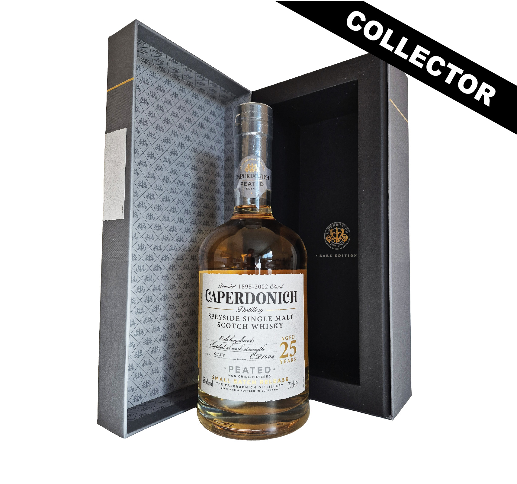 Ce 25 ans combine la puissance maîtrisée de la tourbe et la noblesse du vieillissement, offrant une signature aromatique rare pour une distillerie disparue.