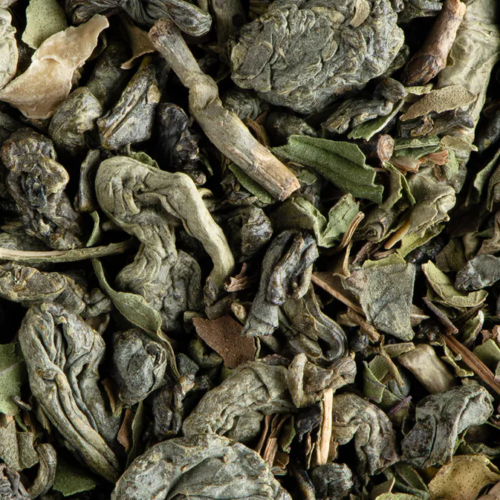 Thé Touareg nouvelle recette : thé vert Gunpowder à la menthe douce et poivrée, inspiré du thé marocain. Un thé à savourer très chaud et sucré.